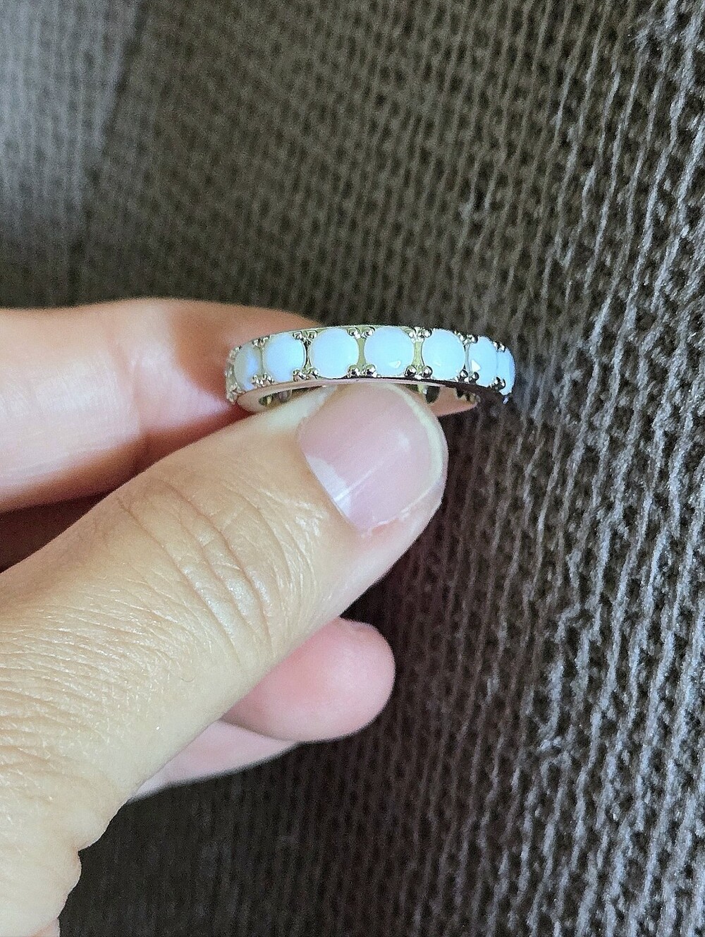 Kendra Scott (Retired) Rhodium🤍 "Chandler" Band Ring💍 in White Opalite Mix - Picture 2 of 16